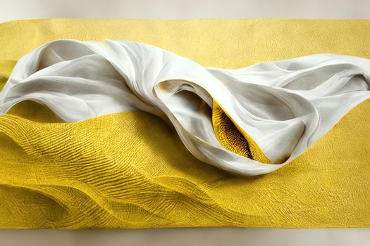 abstract modern minimal white yellow background with folded cloth macro,3d render