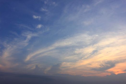 photograph of the sunrise from the sea and the beautiful sky and morning clouds