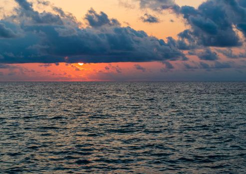 Dramatic sunset over the sea.