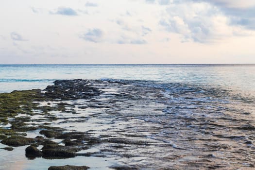 Beautiful rocks formation on the beach in the early morning hour