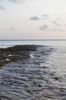 Beautiful rocks formation on the beach in the early morning hour