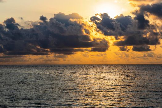 Dramatic sunset over the sea.