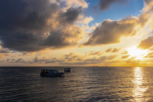 Dramatic sunrise over the sea.