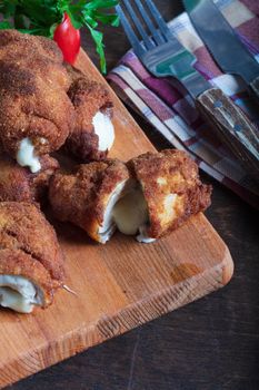 Cordon bleu speciality (rolls with chicken breast, cheddar cheese). High quality photo