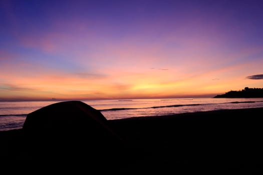 photograph of the sunrise from the sea and the beautiful sky and morning clouds