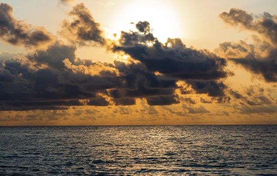 Dramatic sunset over the sea.