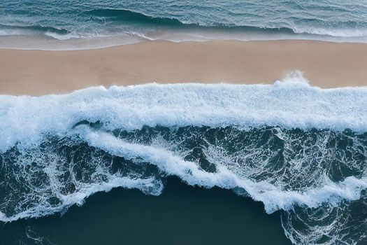 Beach and waves from above. ater background from the top. Summer attacks from the air. Aerial view of a blue ocean