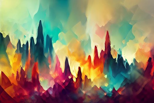 abstract flat background with colorful painted spikes, neural network generated art. Digitally generated image. Not based on any actual scene or pattern.