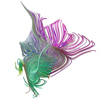 3d abstract composition of colorful lines. Futuristic design element. 3d illustration