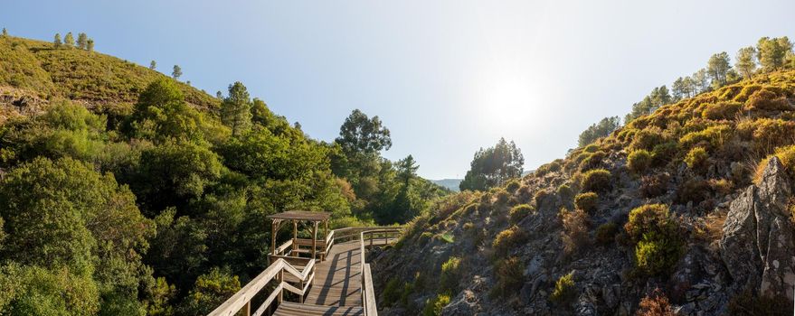 View of the walkways of Ribeira de Quelhas in Coentral Grande, Castanheira de Pera, Portugal.