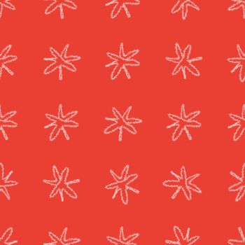 Hand Drawn Snowflakes Christmas Seamless Pattern. Subtle Flying Snow Flakes on chalk snowflakes Background. Beauteous chalk handdrawn snow overlay. Juicy holiday season decoration.