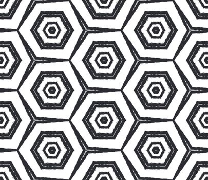 Textured stripes pattern. Black symmetrical kaleidoscope background. Textile ready posh print, swimwear fabric, wallpaper, wrapping. Trendy textured stripes design.