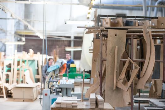 Furniture factory. Shop for the production of furniture from wood.Woodworking plant. Workshop on processing of dreshes