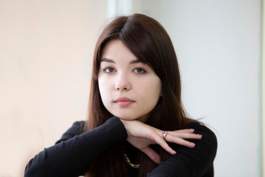 Beautiful teen girl closeup.Fifteen year old girl.
