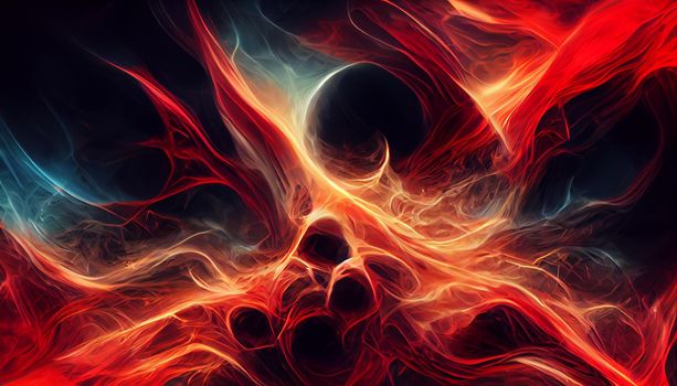Halloween horror digital art abstract thief of red fire background. Digital illustration