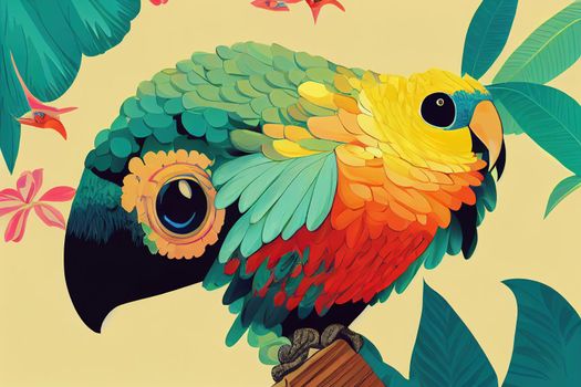 tropical parrot poster. High quality 3d illustration