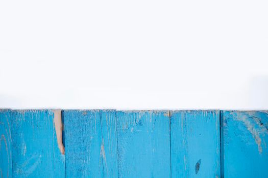 Piece of wooden blue on a white background.