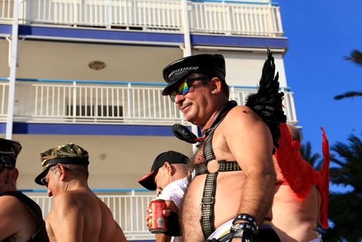 Benidorm, Alicante, Spain- September 10, 2022: People dancing and having fun at the Gay Pride Parade in Benidorm in September