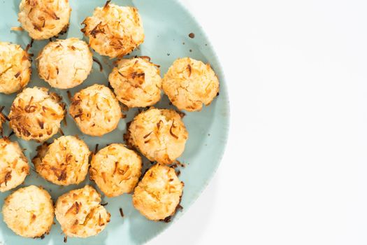 Homemade coconut cookies with coconut flakes.