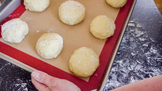 Step by step. Baking sourdough bread in residential kitchen.