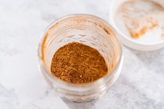 Homemade pumpkin pie spice for Autumn recipes.