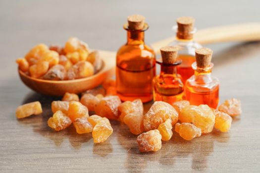Frankincense or olibanum aromatic resin used in incense and perfumes.