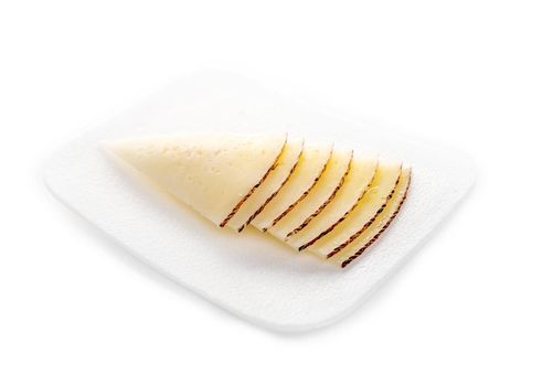 pack of a cheese slices isolated on white background