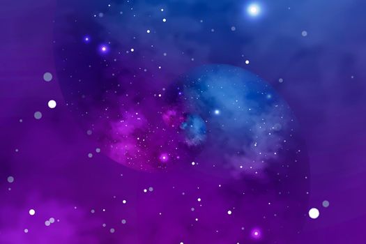 Deep outer space background with stars and nebula in blue and purple