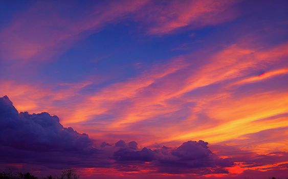 Beautiful orange sky and clouds at sunset. orange sunset, golden sky.