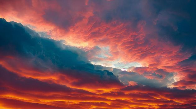 Beautiful orange sky and clouds at sunset. orange sunset, golden sky.