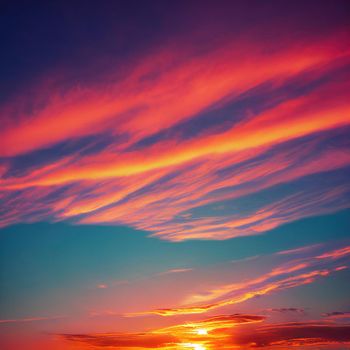 Beautiful orange sky and clouds at sunset. orange sunset, golden sky.