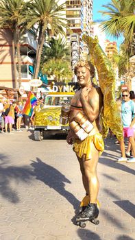 Benidorm, Alicante, Spain- September 10, 2022: People dancing and having fun at the Gay Pride Parade in Benidorm in September