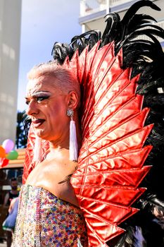 Benidorm, Alicante, Spain- September 10, 2022: People dancing and having fun at the Gay Pride Parade in Benidorm in September