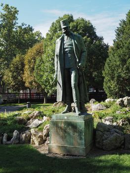 Statue of emperor Franz Joseph I in Burggarten by sculptor Johann Benk circa 1904 in Vienna, Austria