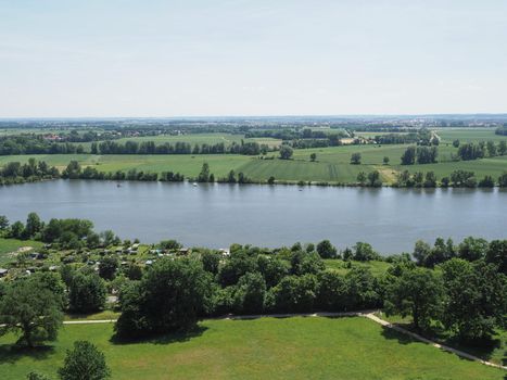 View of river Danube from the Walhalla hill in Donaustauf, Germany