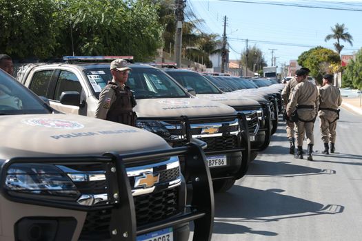 irece, bahia, brazil - september 13, 2022: new vehicles of the military police of Bahia delivered by the state government in the city of Irece.