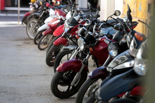 irece, bahia, brazil - september 13, 2022: Motorcycles are seen in a parking lot in the city of Irece