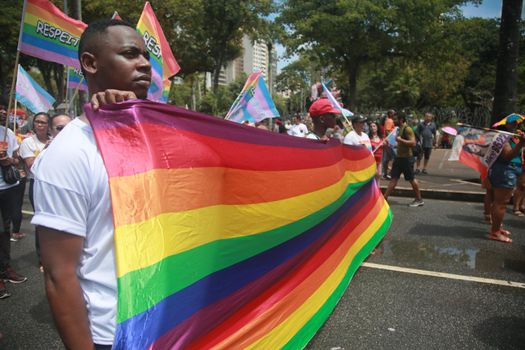 salvador, bahia, brazil - september 7, 2022: admirers of the lgbtqiap+ cause protest during the cry of the excluded in downtown Salvador.