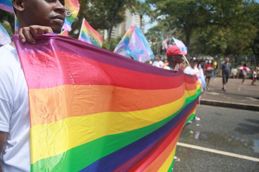 salvador, bahia, brazil - september 7, 2022: admirers of the lgbtqiap+ cause protest during the cry of the excluded in downtown Salvador.
