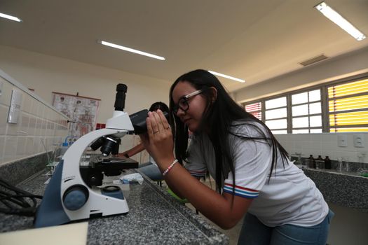 santana, bahia, brazil - september 13, 2022: laboratory of a full-time state public school in the city of Santana.