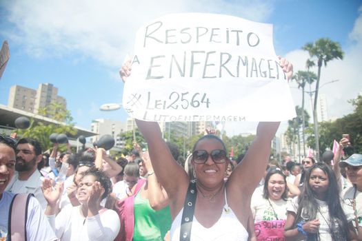 salvador, bahia, brazil - september 7, 2022: activists protest during cry of the excluded in downtown Salvador.