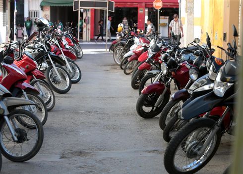 irece, bahia, brazil - september 13, 2022: Motorcycles are seen in a parking lot in the city of Irece
