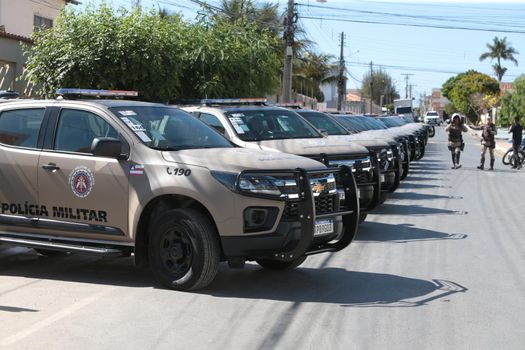 irece, bahia, brazil - september 13, 2022: new vehicles of the military police of Bahia delivered by the state government in the city of Irece.