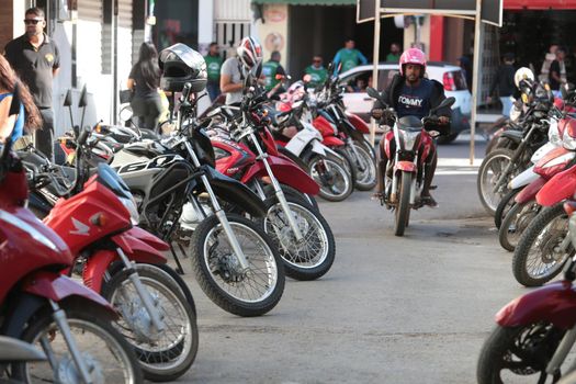 irece, bahia, brazil - september 13, 2022: Motorcycles are seen in a parking lot in the city of Irece
