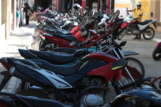 irece, bahia, brazil - september 13, 2022: Motorcycles are seen in a parking lot in the city of Irece