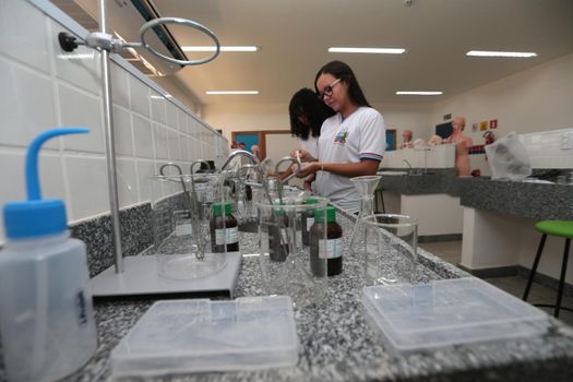 santana, bahia, brazil - september 13, 2022: laboratory of a full-time state public school in the city of Santana.