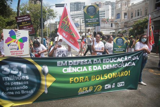 salvador, bahia, brazil - september 7, 2022: activists protest during cry of the excluded in downtown Salvador.