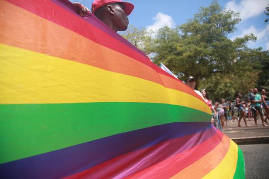 salvador, bahia, brazil - september 7, 2022: admirers of the lgbtqiap+ cause protest during the cry of the excluded in downtown Salvador.