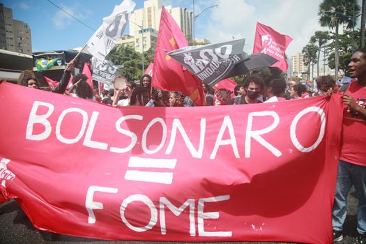 salvador, bahia, brazil - september 7, 2022: activists protest during cry of the excluded in downtown Salvador.