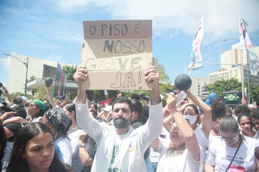 salvador, bahia, brazil - september 7, 2022: activists protest during cry of the excluded in downtown Salvador.